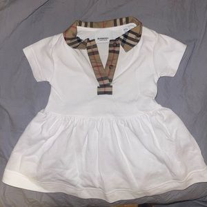 Burberry Check Trim Stretch Cotton Piqué Dress with Bloomers